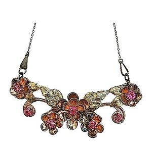 Bi-Color Sterling, Floral Spray Necklace